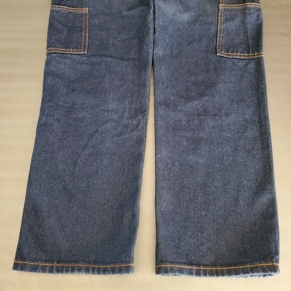 John Galt Carpenter Denim Cargo High Rise Relaxed Straight Y2K Jeans - Picture 4 of 12